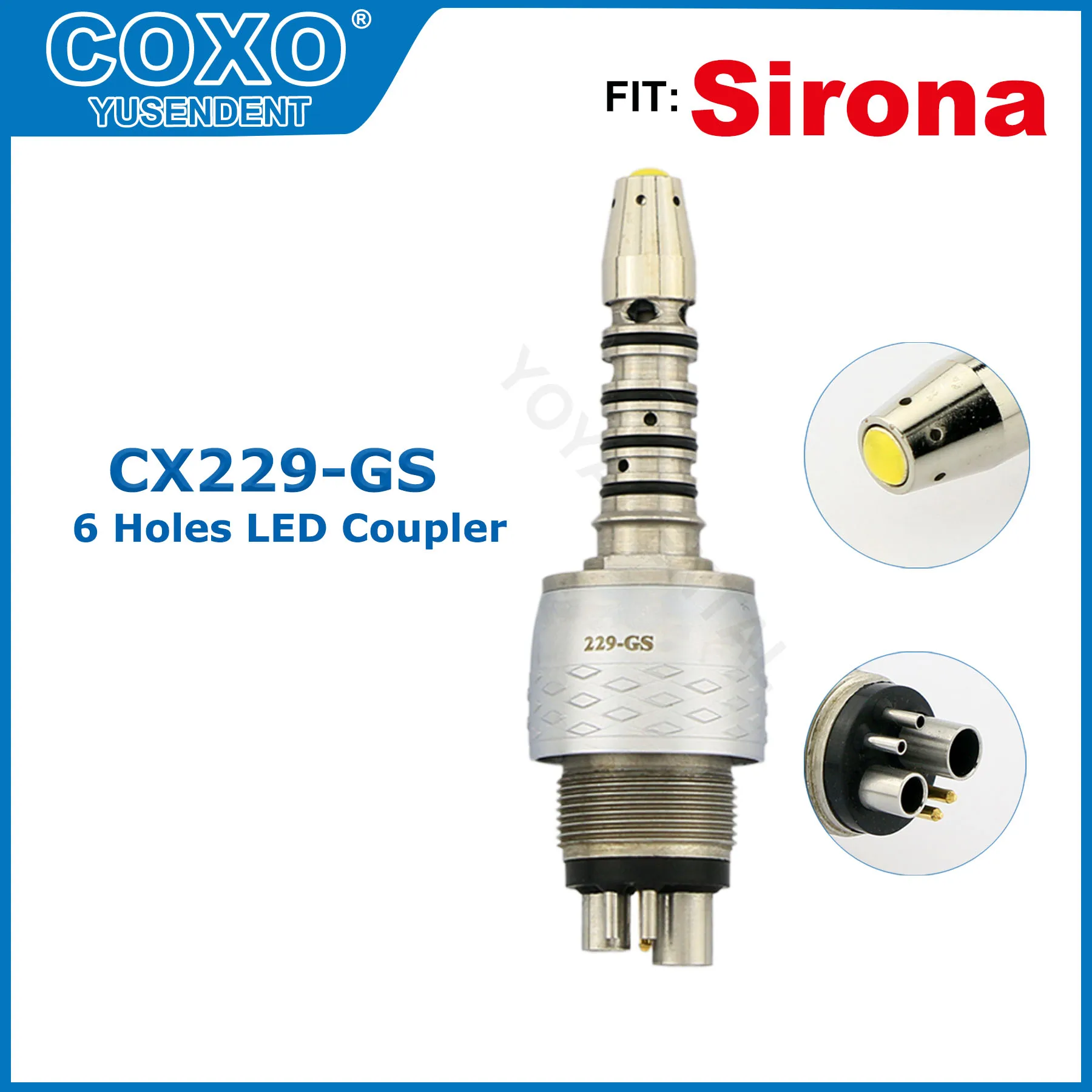 COXO Dental High Speed Handpiece Światłowodowa turbina powietrzna ze światłem LED Standardowa/Torque Head YUSENDENT Fit Handpiece Sirona