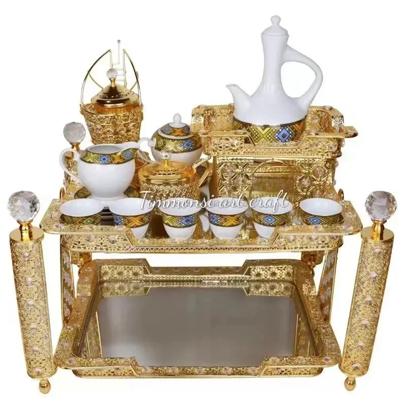 （Ten pieces）Arab-style Hot Selling Porcelain Tea Cups And Saucers,Complete With Ethiopian Tableware Coffee Cup Holders