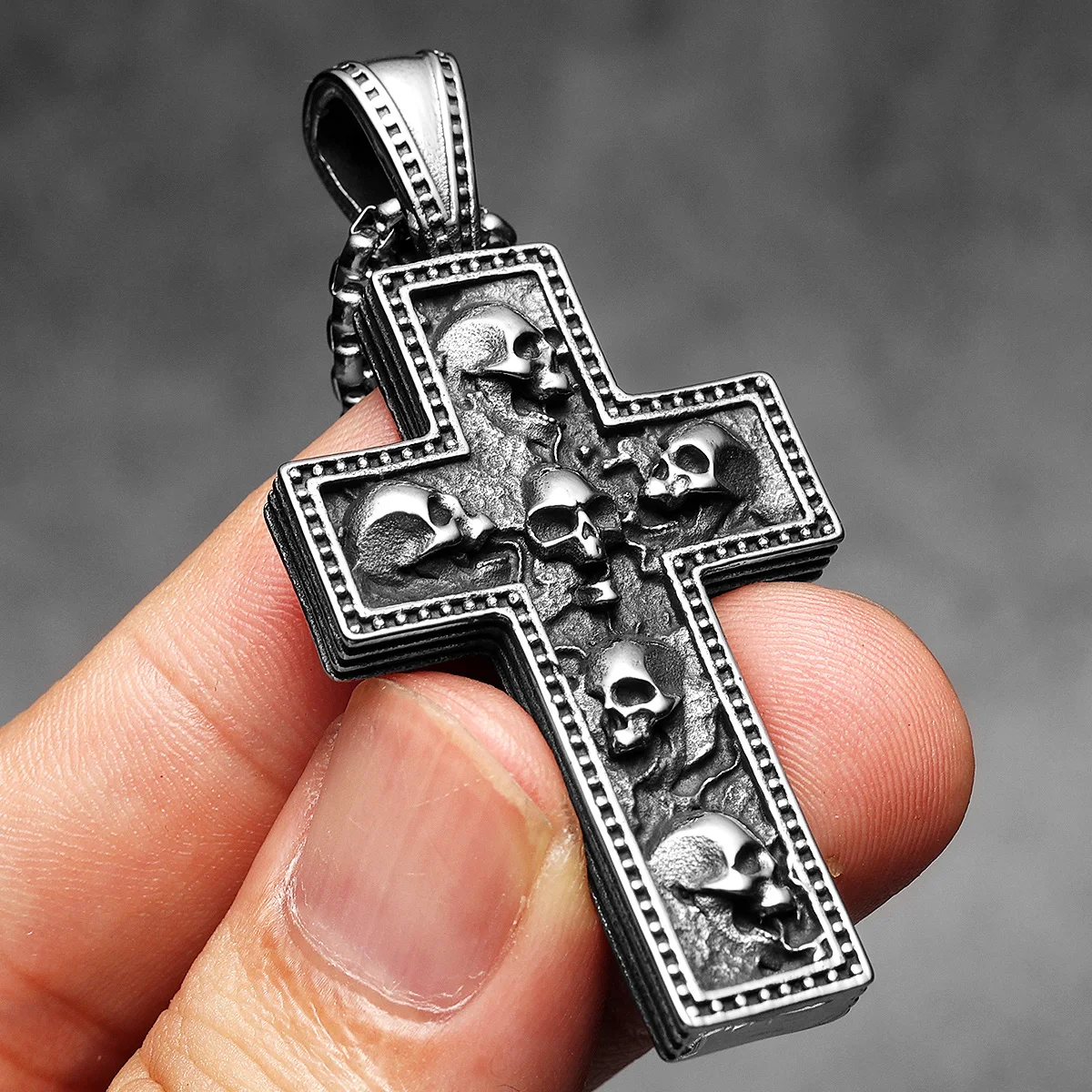 Skull Texture Cross Men Necklaces Stainless Steel Pendant Chain Women Fashion Jewelry Punk New In Accessories Gifts Wholesale