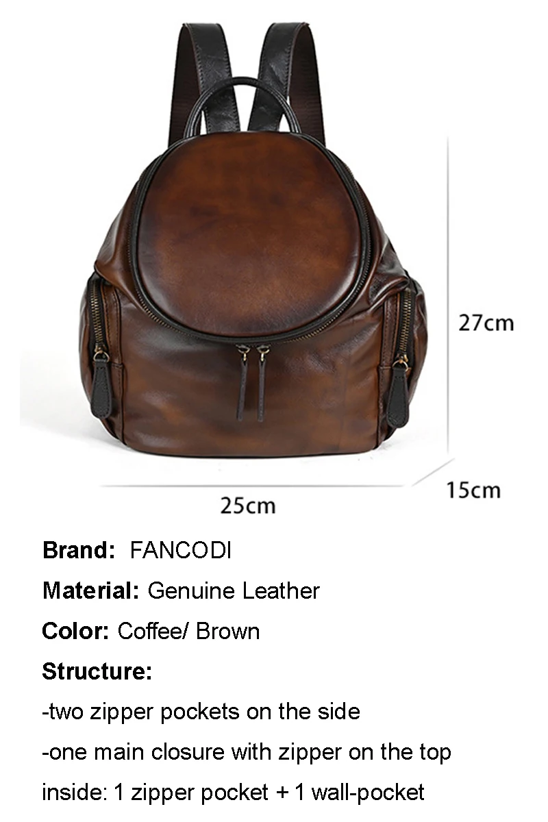 Fashion New Cowhide Genuine Leather Backpack For Women Vintage  Casual Solid Color Knapsack Lady  European And American Bag T506