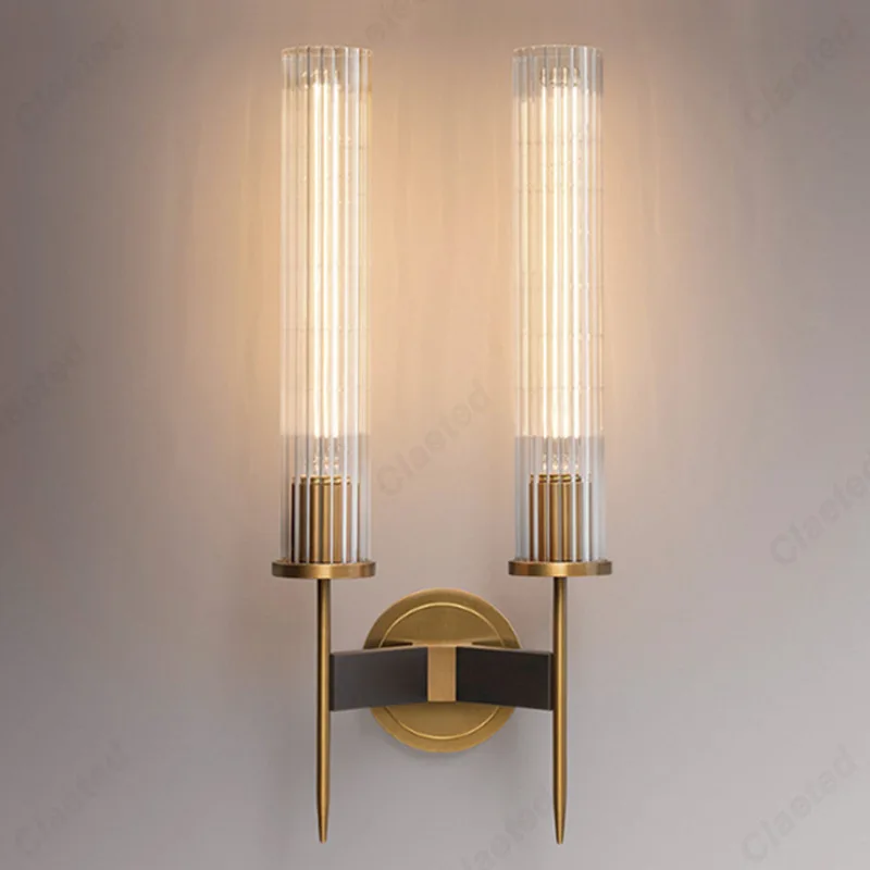 European Modern Simple LED Copper Wall Lamp Living Room Study Bedroom Bedside Decorative Lighting Lamps