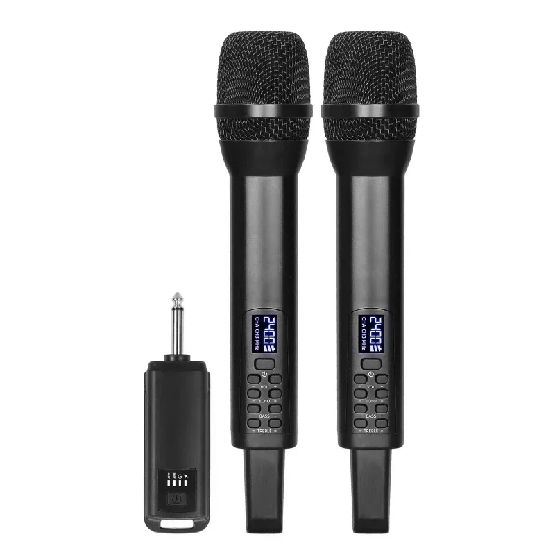 Handheld Dynamic Karaoke Microphone UHF Wireless Bluetooth Receiver Performing Professional Home Reverb High and Low Bass 2.4G