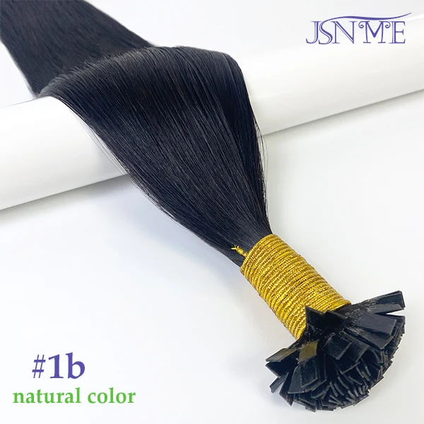 JSNME Echthaarverlängerungen mit flacher Spitze, natürliches Haar, Hot Fusion Bonded Keratin-Haarverlängerungen, natürliches Echthaar, 1 g/Strähne, 14–24 Zoll