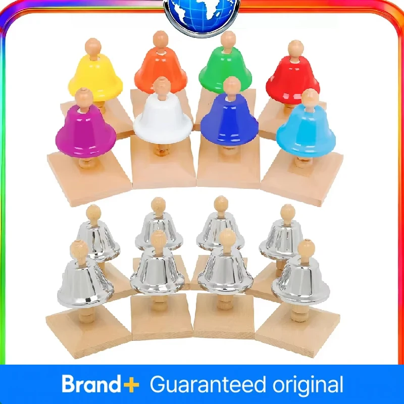 

8 Tone Colorful Class Bell Woodstock Class Bell Beech Wood Handbell Hand Bell Kids Musical Instrument Toys Early Education Gift