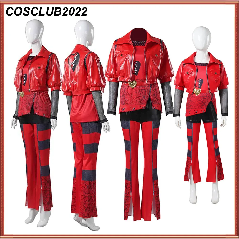 Children Girls Princess Red Cosplay Coat Belt Pants Suit Adult Kids Descendants Halloween Carnival Party Fantasy Costume Outfit