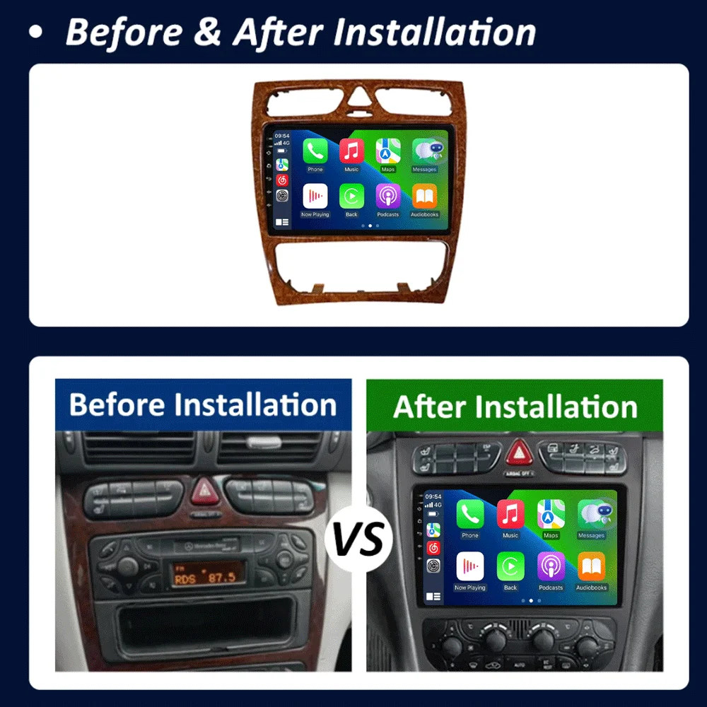 Android 15 Radio Stereo video Player Car For Mercedes Benz W203 Vito W639 Vaneo CLK W209 W210 CarPlay Navigation GPS 4G BT