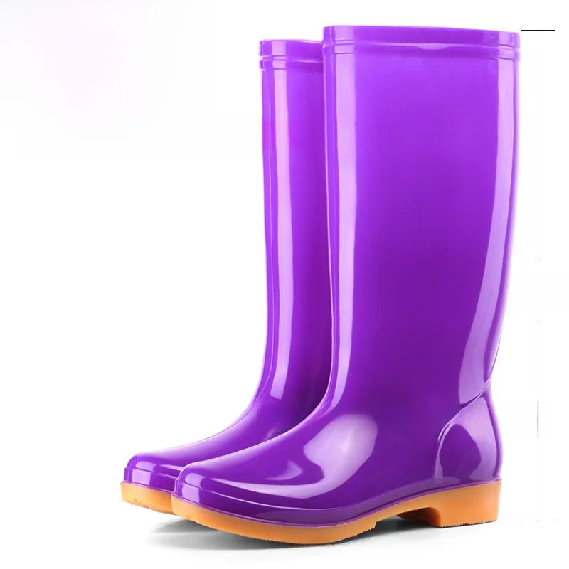 

High-Tube Women's Rain Boots Blue Kitchen Oxford Bottom Anti-Slip Rubber Shoe Mid-High Tube Rain Boots Mom Water Boots