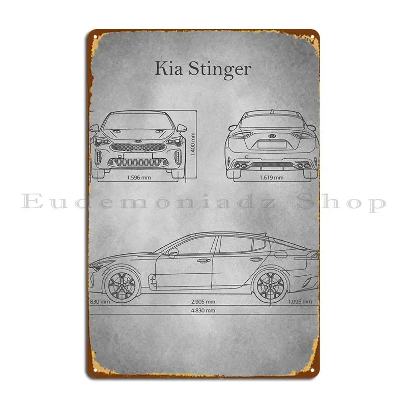 Kia Stinger 2019 Gray Old Metal Signs Personalized Decoration Personalized Printed Wall Cave Tin Sign Poster