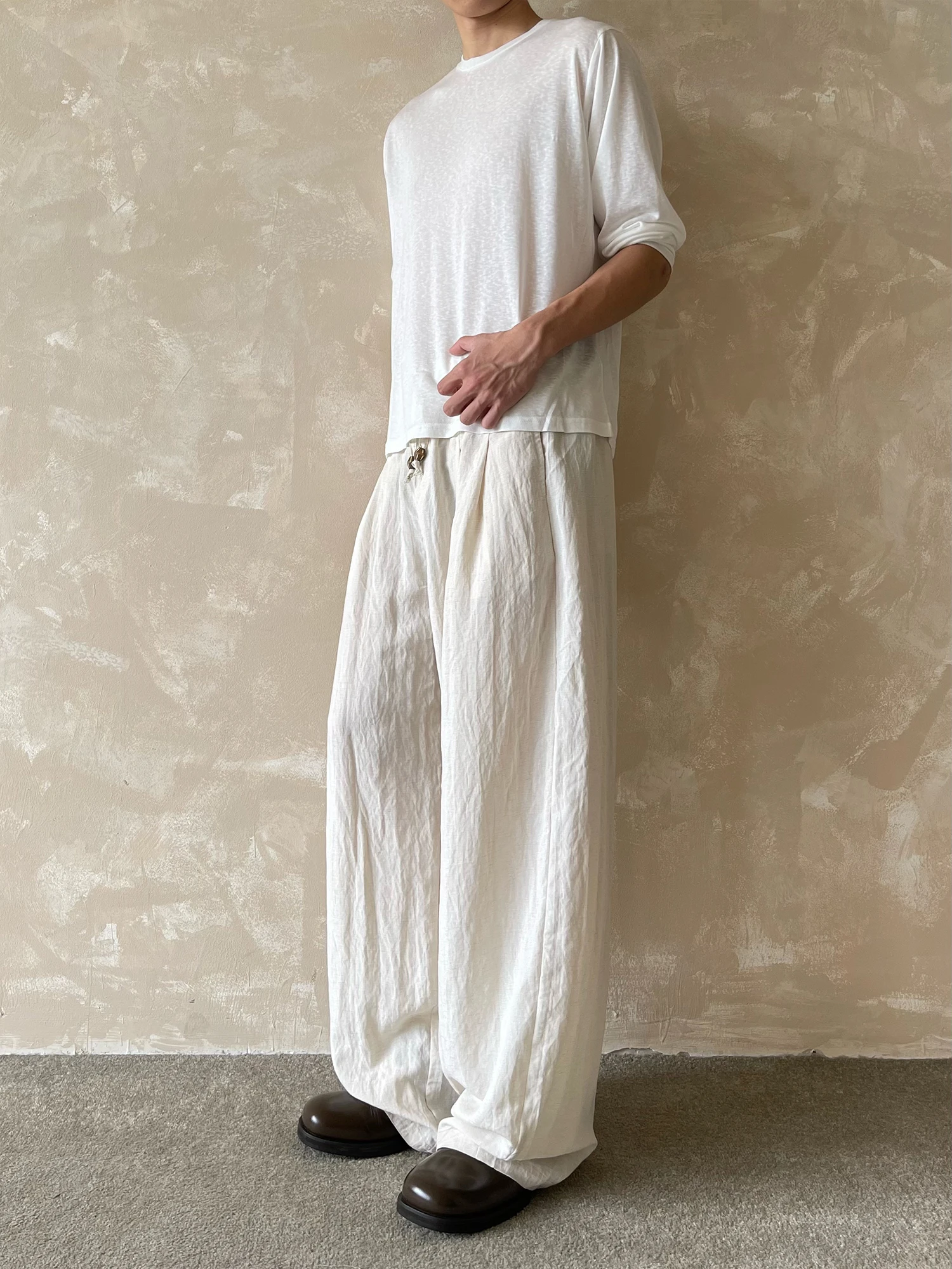 Men's 2025 Summer New Trendy Long Pants Thin Solid Color Loose Comfort Breathable Straight Pants Male Simple Fashion Trousers