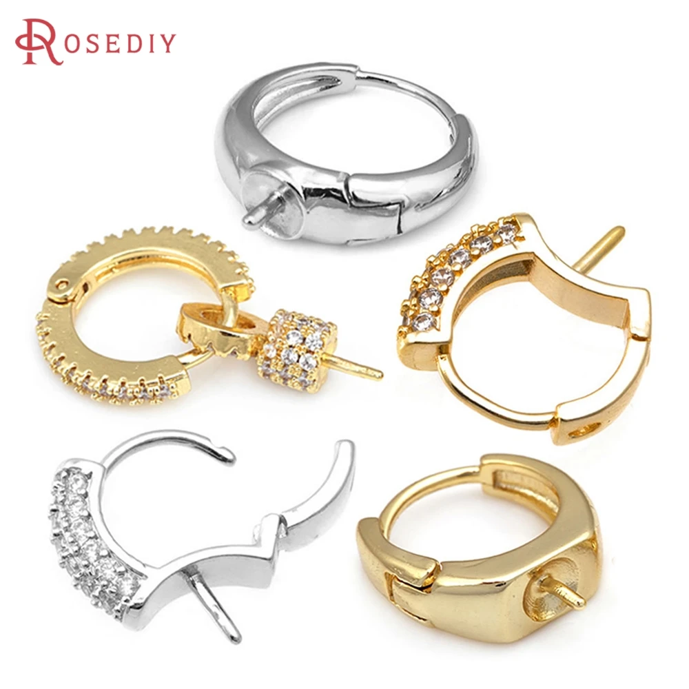 

18K Gold Color Brass Can Fit Half Hole Beads Loop Earrings Hoops Women's Earrings High Quality Diy Accessories