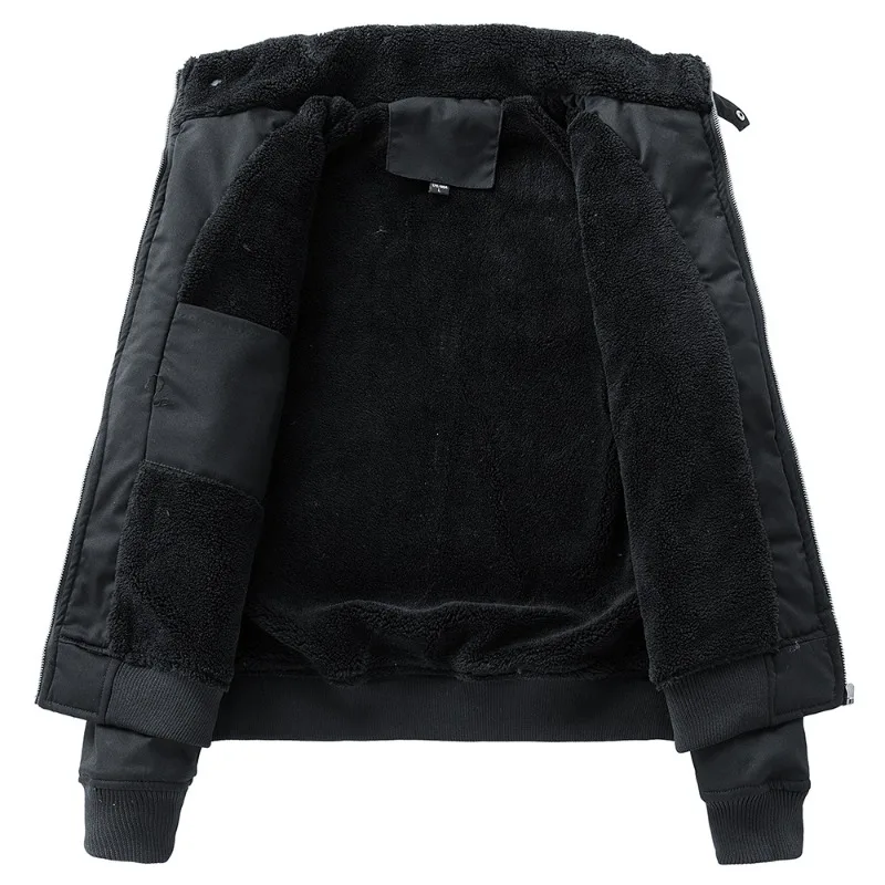 

New Winter Men Fleece Warm Down Jackets Casual Coats Fashion Male Tooling Jackets Quality Man Stand Collar Winter Parkas Size 5