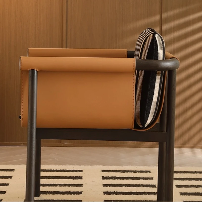 Saddle Leather Dining Chairs Luxury Comfortable Party Accent Dining Chairs Advanced New Style Home Furniture Silla Comedor Lscy