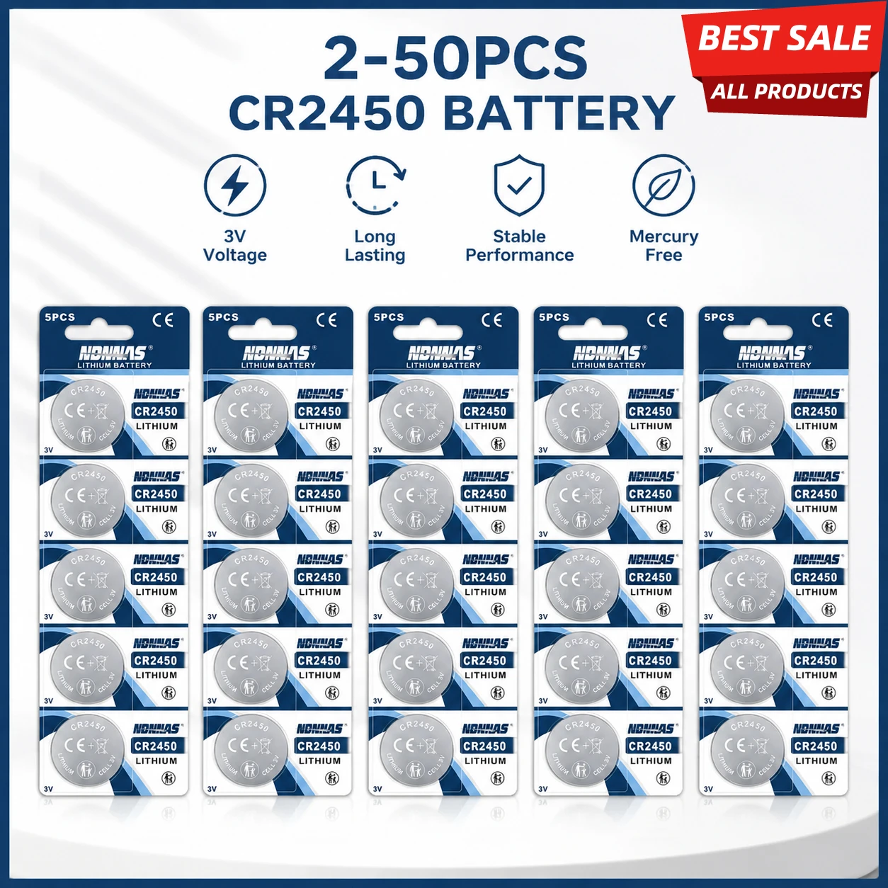 

2-25PCS CR2450 Battery 3V Lithium 625mAh Coin Cell Batteries Compatible with BR2450 LM2450 5029LC for Remote Watch Batteries