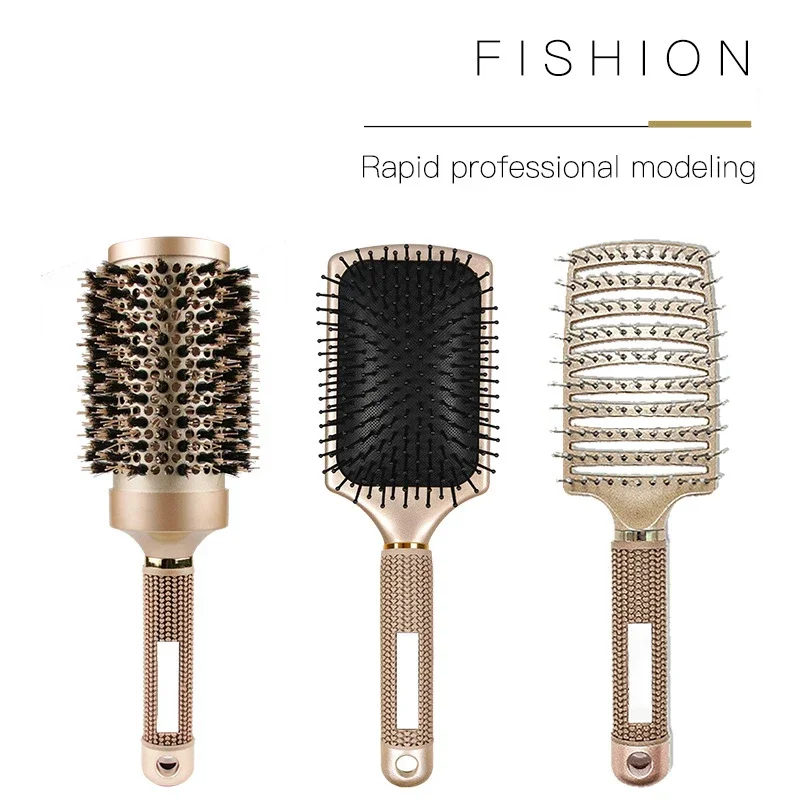 

New Shunfa Hairdressing Comb Men's And Women's Styling Air Cushion Massage Aluminum Tube Big Curved Comb Style