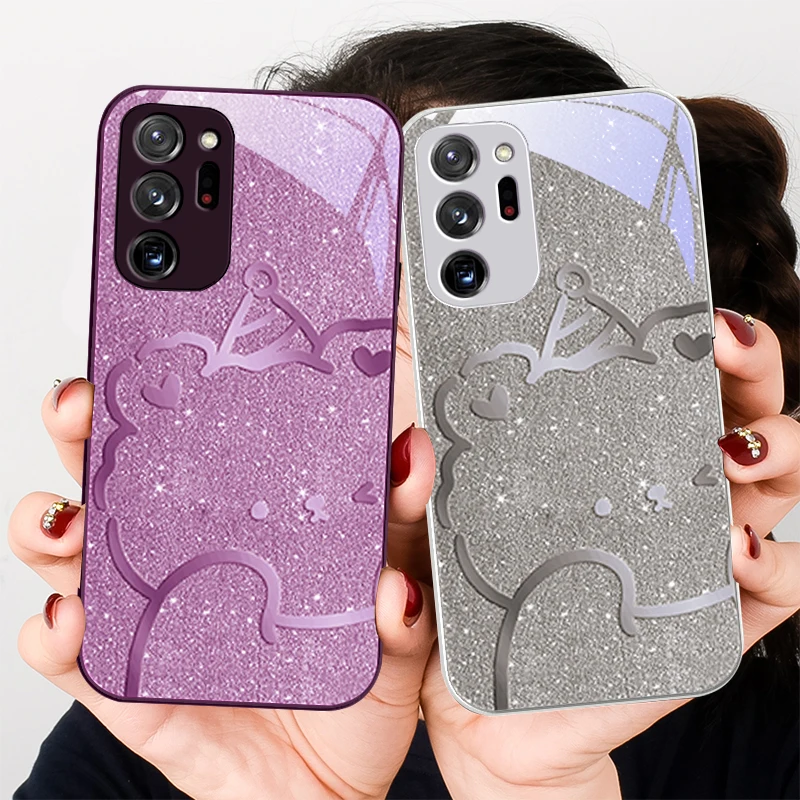 Pink romantic teddy bear For Samsung A01 A02 03 Core 04 05 06 10 12 13 14 5G 15 16 M02 12 Note 8 9 10 20 glass Ultra phone case