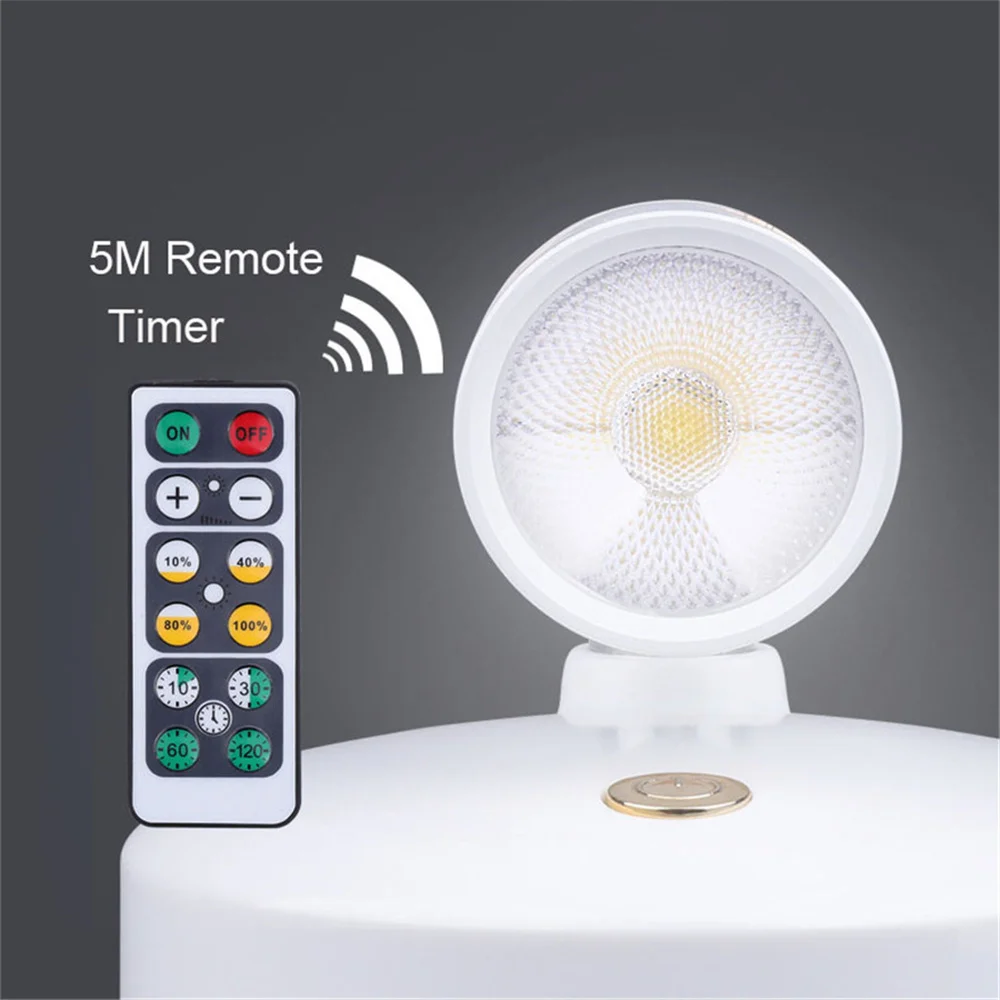 Battery Powered Portable LED Spotlight with Remote Controller, Indoor Decoration Lamp, RGB, White, Bedroom,Kitchen, 2Pcs