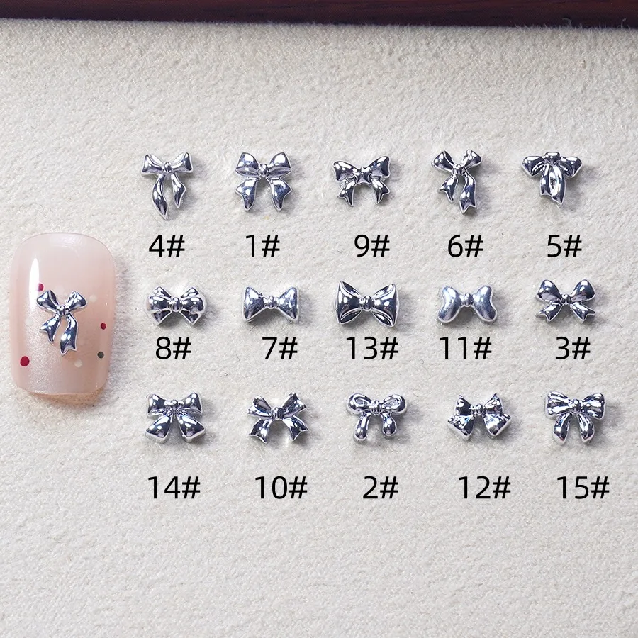 50/100 Uds., Mini lazo, pajarita, accesorios para uñas, diamante de resina, aleación de imitación metálica, accesorios para uñas de cinta