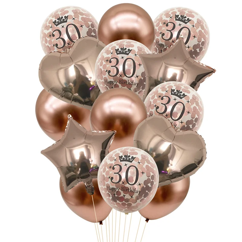 1 Beutel Roségold 30 40 50 60 Happy Birthday Luftballons Erwachsene 30. 40. 50. 60. Geburtstag Party Konfetti Ballon Jubiläumszubehör