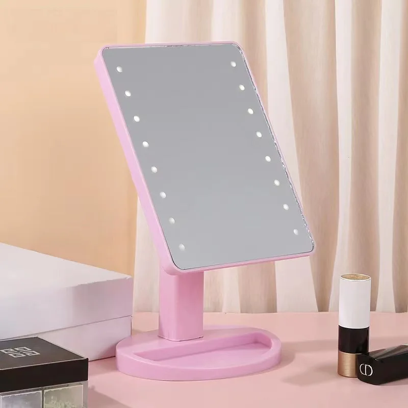 16-LED Lighted Vanity Mirror with Touch-Sensitive Control Stylish Folding Design for Desktop Bedroom INS-Style Modern Gift