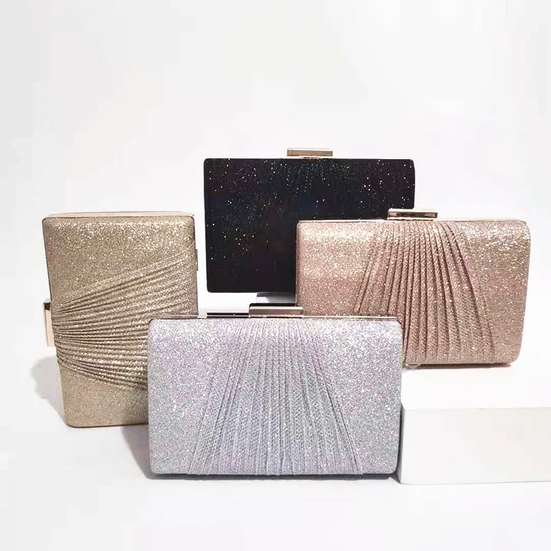 Sequined Glitter Banquet Clutch Bags Womens 2023 Shoulder Bags with Chain Dumplings Purse Gold Silver Evening Party Clutches