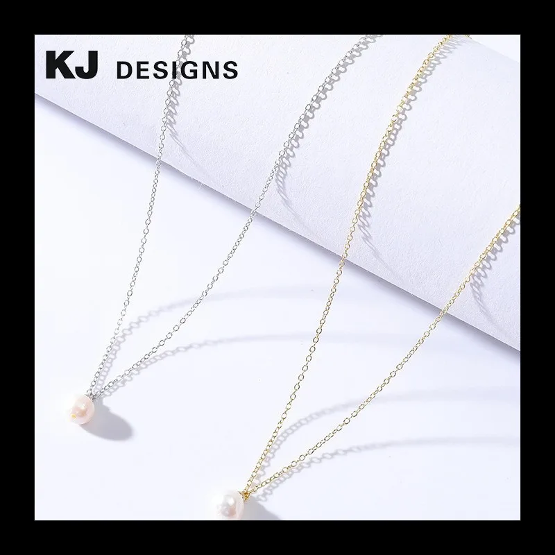قلادة أنيقة وبسيطة من الفضة الإسترليني مرصعة بقلادة لؤلؤ المياه العذبة الطبيعية للنساء، سلسلة الترقوة الرائعة متعددة الاستخدامات Ne