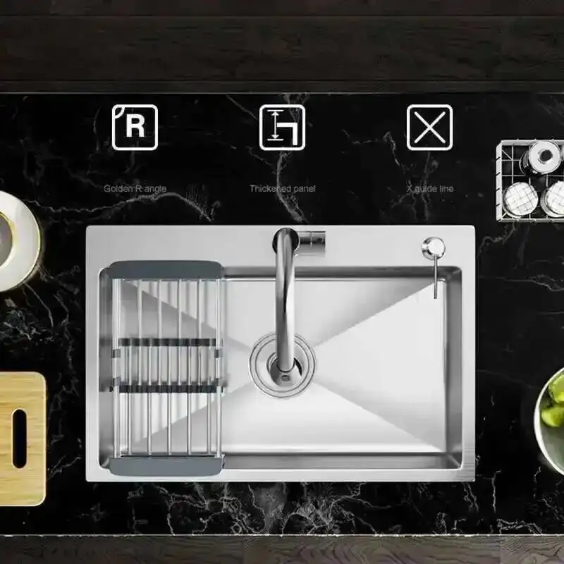 

Modern Brushed Metal Sink for Vegetable Washing Thickened Double Hole Kitchen Sinks Creative Household Kitchen Sink for Balcony