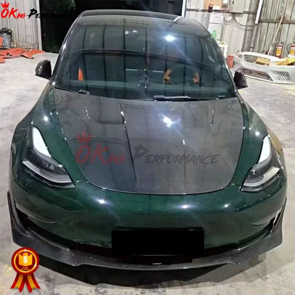 HOT SALE ! RT Style Carbon Fiber Bonnet for Tesla Model 3 Bodykit！