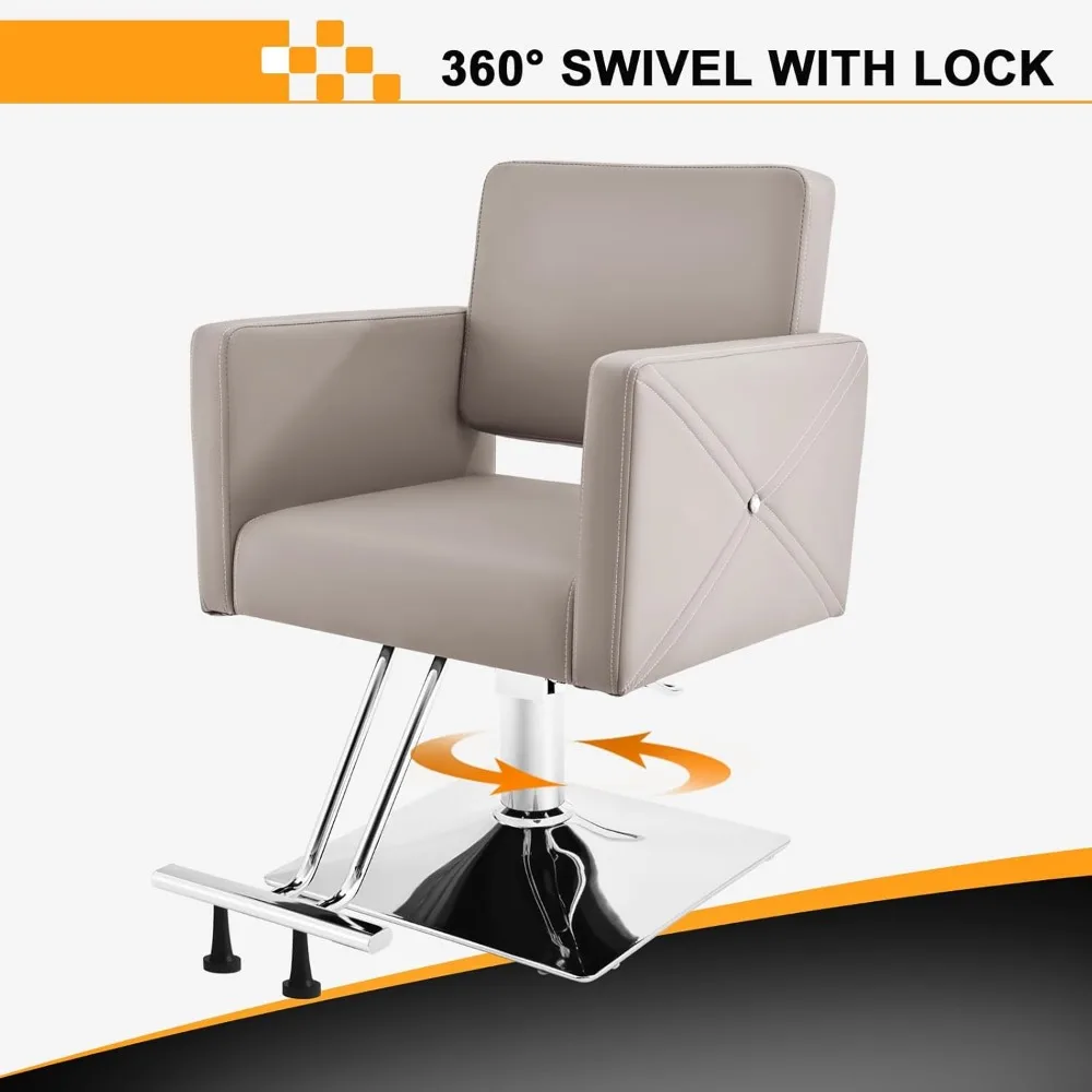 理髪師用サロンチェア、ヘアサロンチェア、頑丈な油圧ポンプ付き、360度回転、高さ調節可能スタイリストチェア