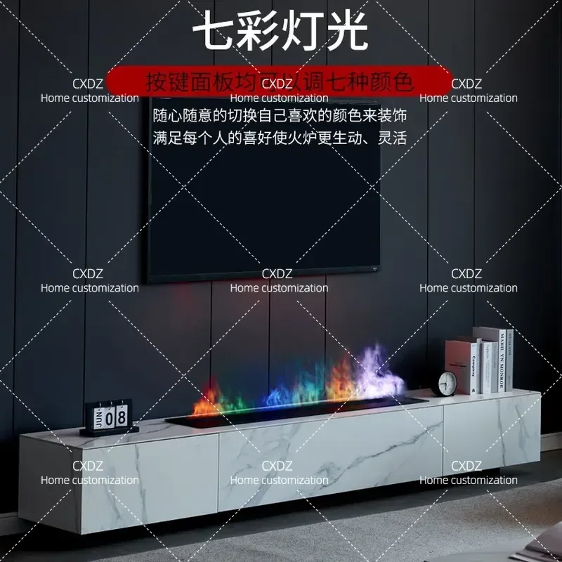 3D Atomizing Fireplace Embedded Rock Panel TV Cabinet Integrated Humidifier Decorative Furnace Core Simulation Flame Living