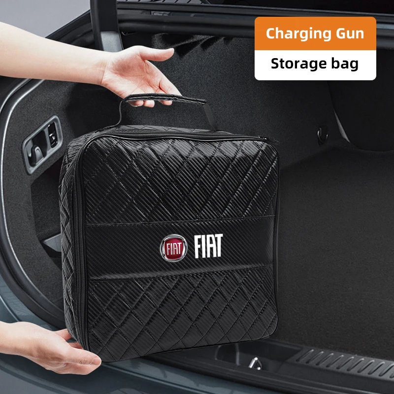 Bolsa de Almacenamiento para Cables de Carga de Vehículos Eléctricos, Contenedor para Cargador y Llaves, Compatible con Fiat 500, Abarth, Palio, Viaggio, Albea, Punto, Stilo, Bravo, FR