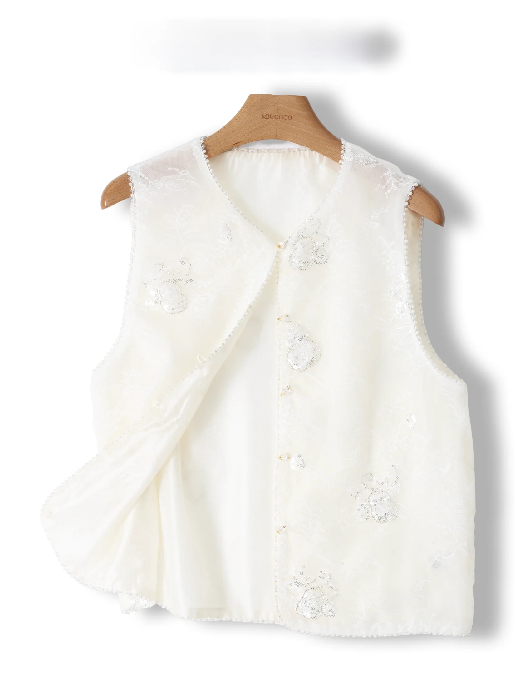 New Chinese Style Embroidered round Neck Vest Heavy Work European Organza Jacket Women's Outerwear Summer Fashion G-1K
