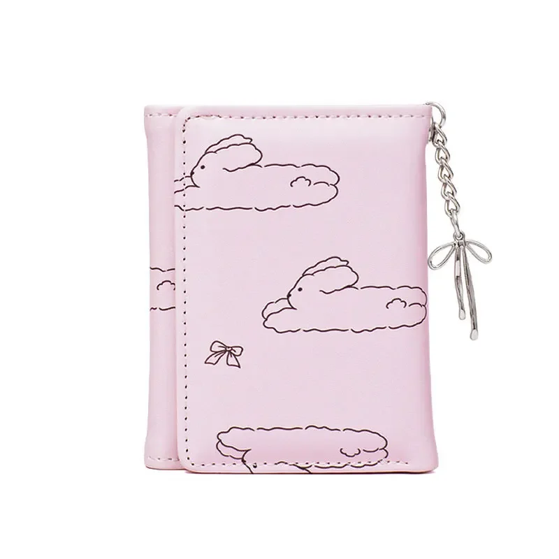 

Fresh and Sweet Ladies Short Purse Simple Folding PU Card Bag Credit Card Change Storage Bag Hot Sale