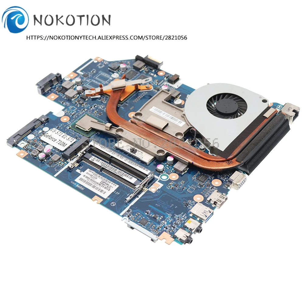 NOKOTION For Acer aspire E1-571 V3-571 V3-571G Laptop Motherboard NBM6B11001 NBM5711001 Q5WVH LA-7912P 710M GPU+Heatsink+CPU