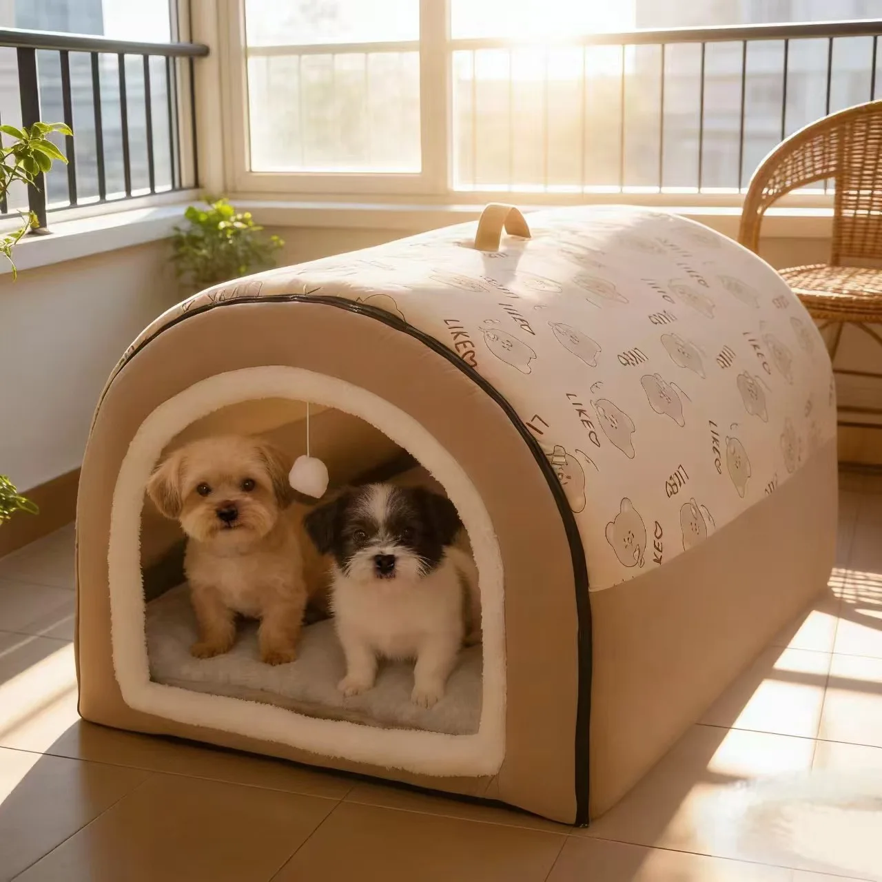 All Season Washable Detachable Pet House Cartoon Warm Dog Bed Cat Cave Hut Anti Slip Bottom Portable Puppy Sleeping Tent - view 3