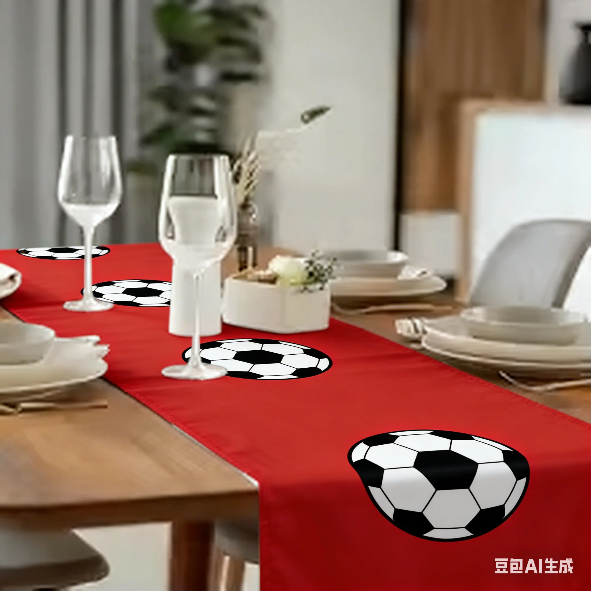 decorations table runner Soccer Ball Green Field Minimalist Style Tablecloth for Home Kitchen Party Settings Gift Ideas,Dinner S