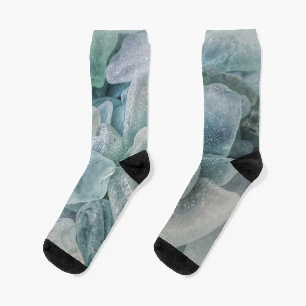 

Sea Glass Blues and Sea Foam Collection Pile Socks winter gifts compression Socks Ladies Men's