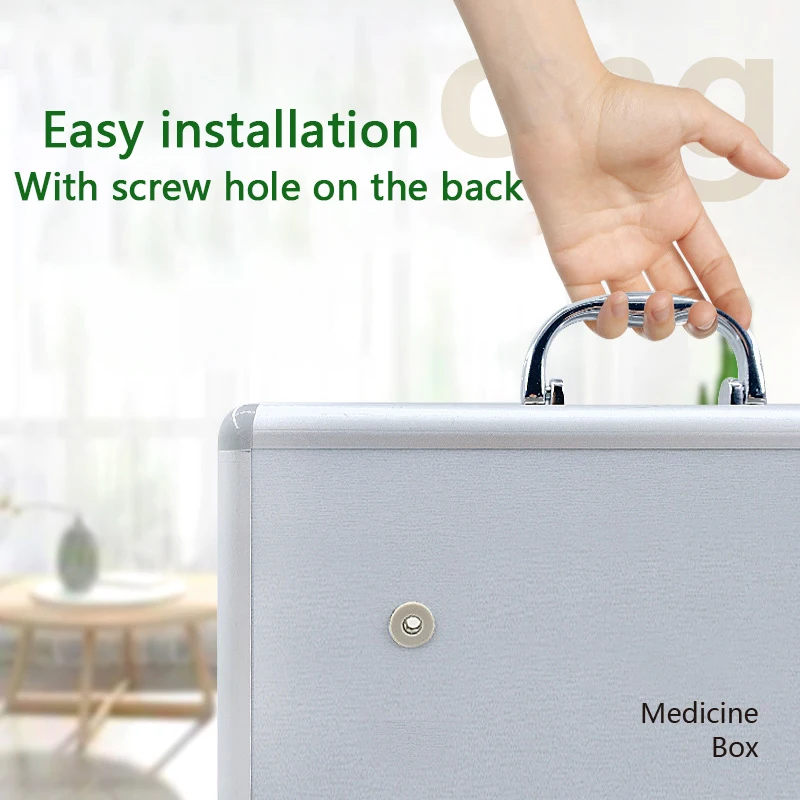 Wall Mounted Multifunctional Household Plastic Aluminium Alloy Medicine Box Lockable Storage Large Empty First Aid Box