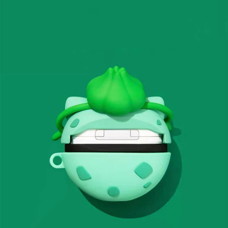 حافظة بوكيمون لأجهزة Apple AirPods 1 2 3 Airpod Pro ثلاثية الأبعاد Bulbasaur مفتاح سلسلة سماعة لاسلكية سماعة رأس بخاصية البلوتوث حافظة غطاء سيليكون