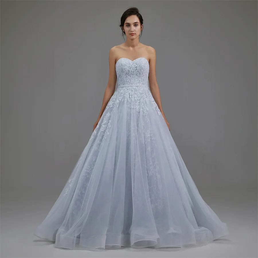 

Classic Sweetheart With Beads Lace Designs Plus Size Wedding Gown Backless A-Line Lace Up Bridal Gown