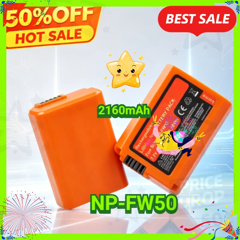 New NPFW50 NP-FW50 2160mAh Rechargeable Battery for Sony A6000 A6400 A6500 A6300 A7 A7II A7RII A7SII  A7R A7S A7S2 A7R2 A55 A500
