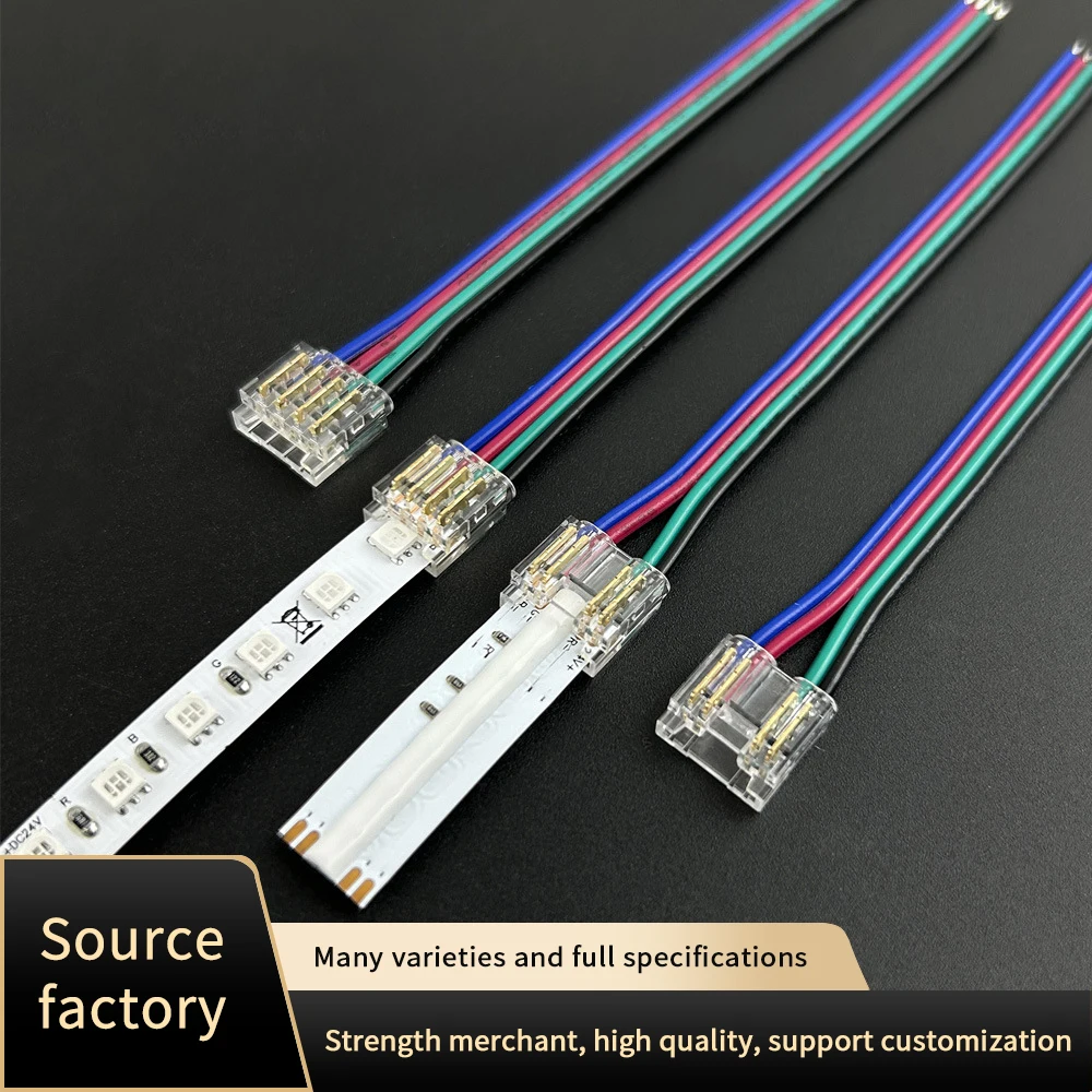 4pinRGB colorful cob strip light solderless connector no dark area connecting wire 8 10mm crystal snap connector 10PCS