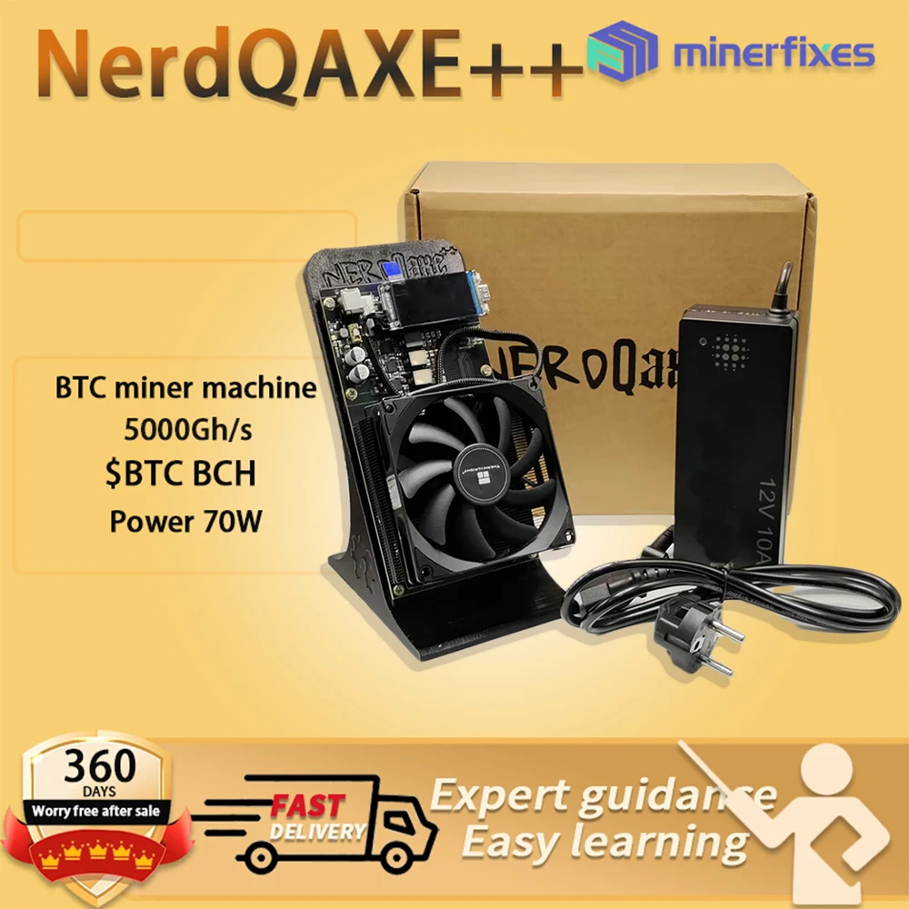 

Bitcoin Miner BTC BCH BSV, DGB, XEC NerdQaxe++ 4.8TH/s 75W Solo Miner BTC, SHA-256 Mining Machine With 120W PSU180 Warranty