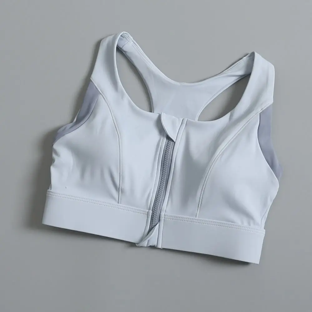Patchwork Front Zipper Sports Bra Slim Fit Lingerie Yoga Wireless Bra Anti-sagging Shockproof Underwear for Women Girl
