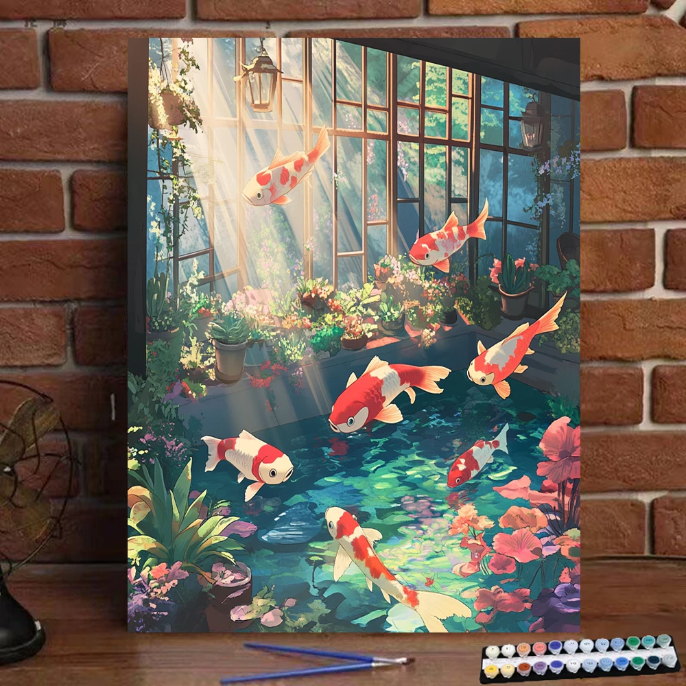 

Картина по номерам Flying Koi карп цифровая картина ручной работы для взрослых и детей подарок украшение стены D