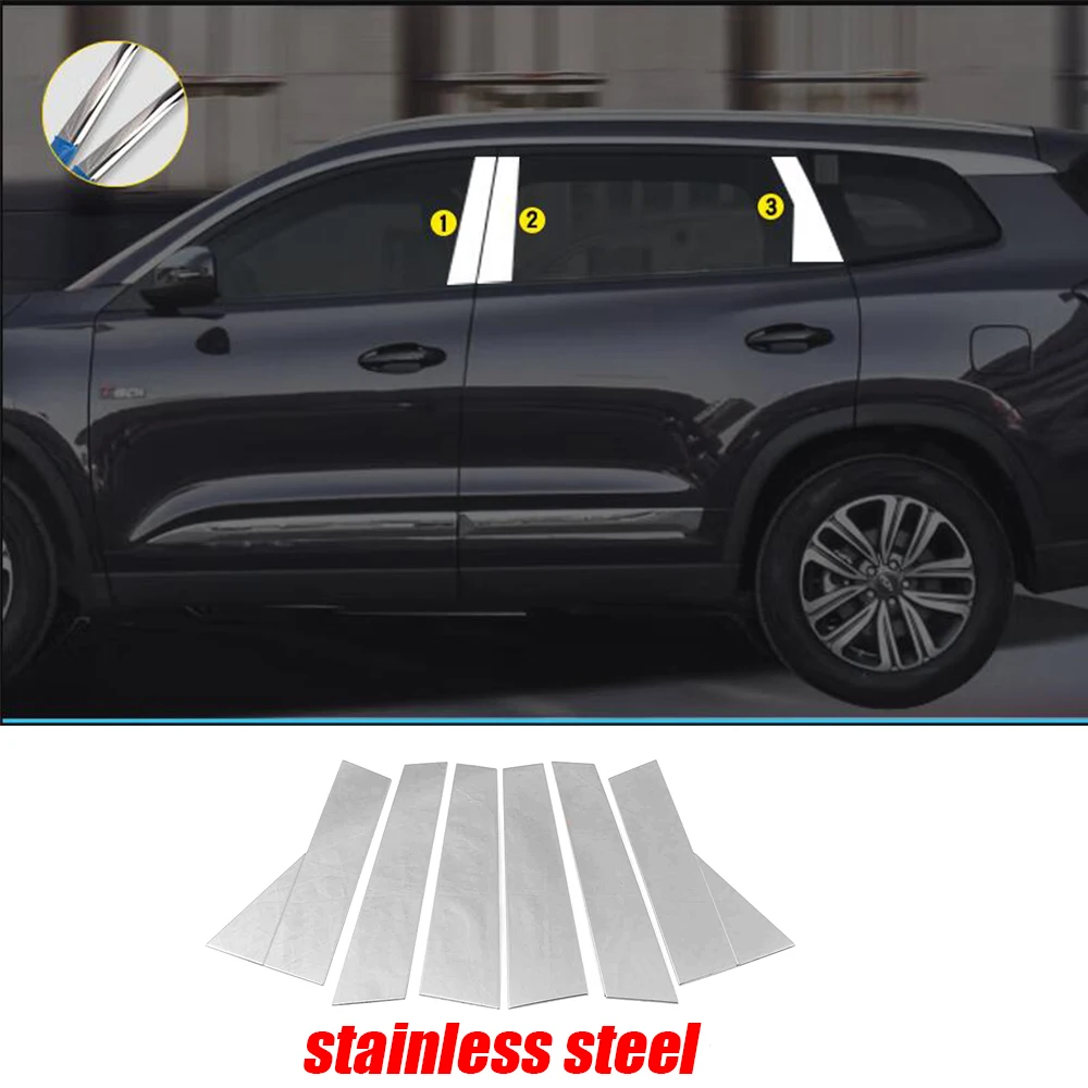 For Chery Tiggo 8/Tiggo 8 Pro 2018-2022 stainless Car Central Middle Column Window Trim Decoration B C Pillar Strip Accessories