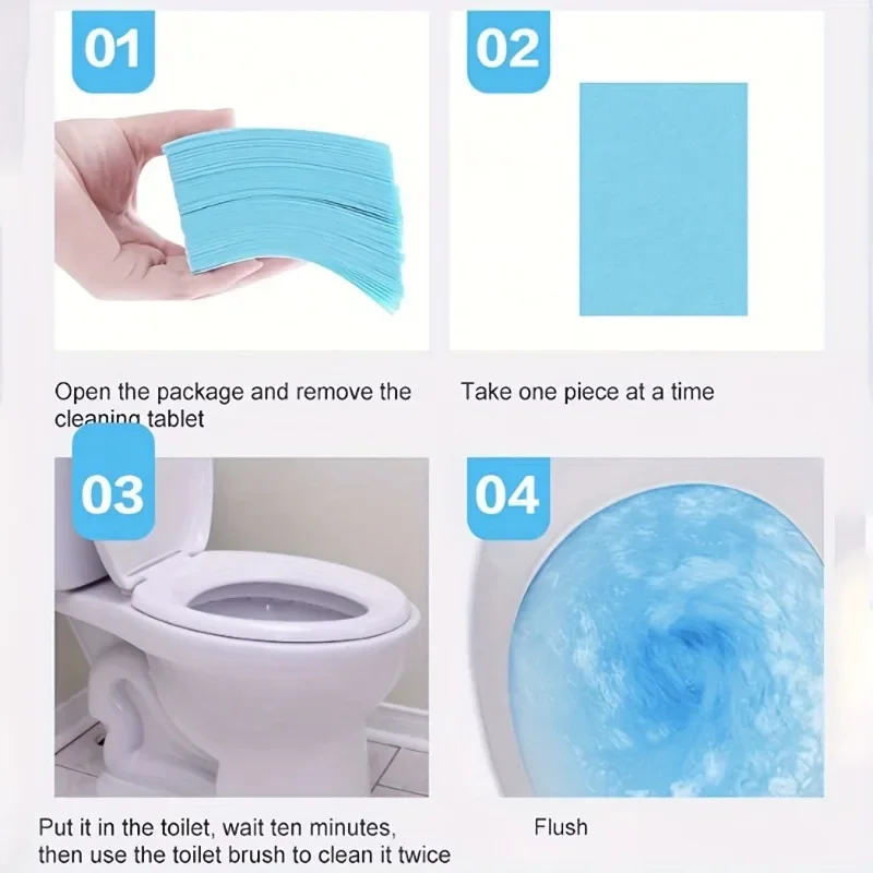 30Pcs Toilet Cleaning Sheets Effervescent Toilet Cleaners Fresh Scent Stain and Odor Eliminato For Home