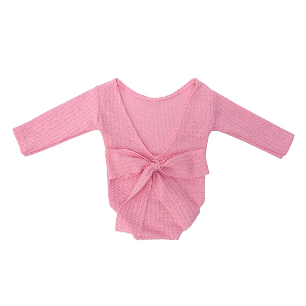 

Baby Photo Props Newborn Photography Outfits Polyester Jumpsuit Romper Costume Long Sleeve Bow Tie 0 6 Months newborn girl