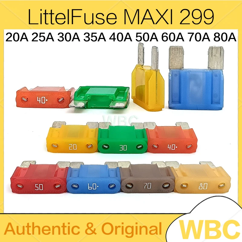 

1 PCS Littelfuse MAXI 299 Series 20A 25A 35A 40A 50A 60A 70A 80A 32V Large Size Insurance Plug In Insert Auto Fuse Blade Fuse