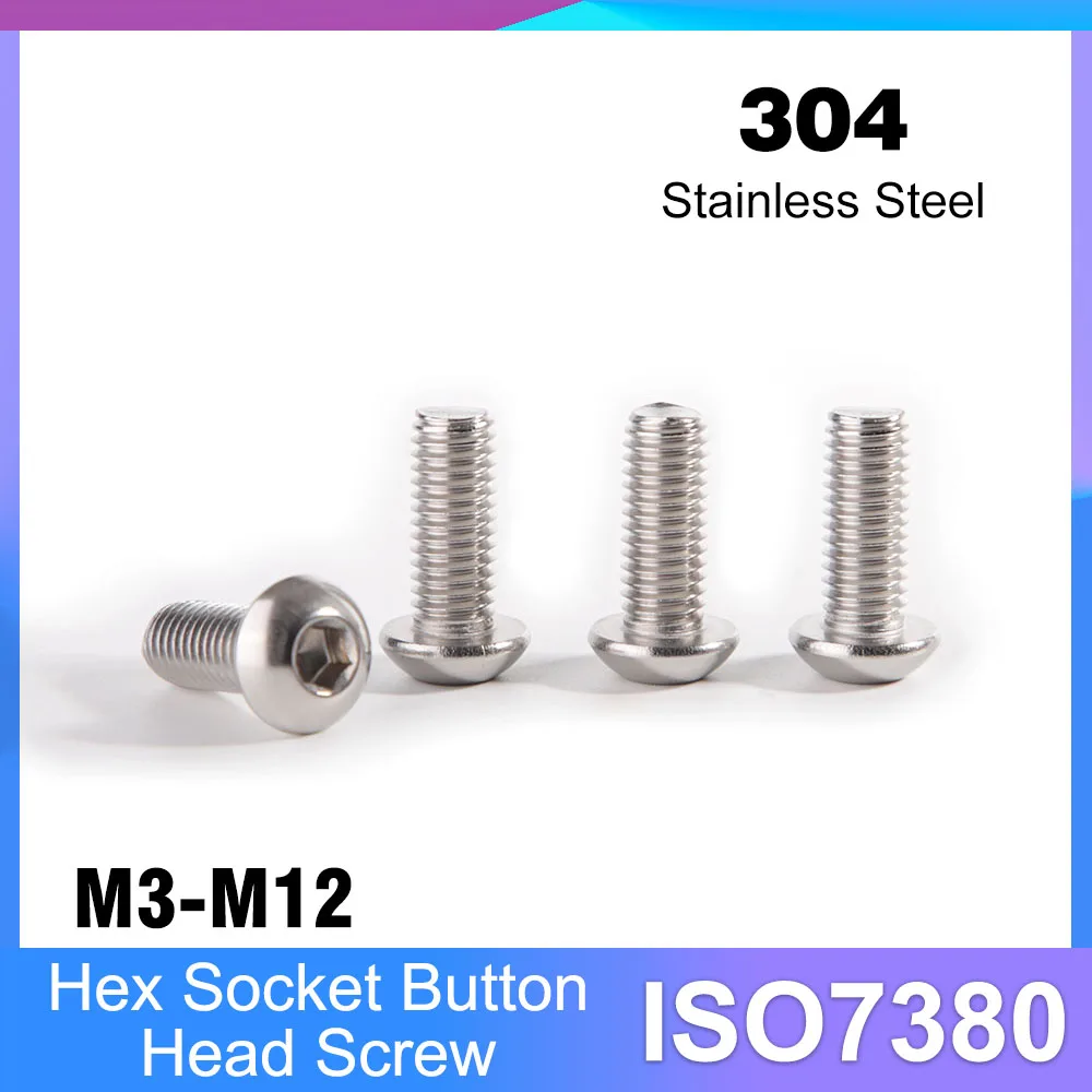 Iso7380 a2-70 304 Inbus schraube aus Edelstahl m3 m4 m5 m6 m8 m10 m12 Innen sechs kant schraube