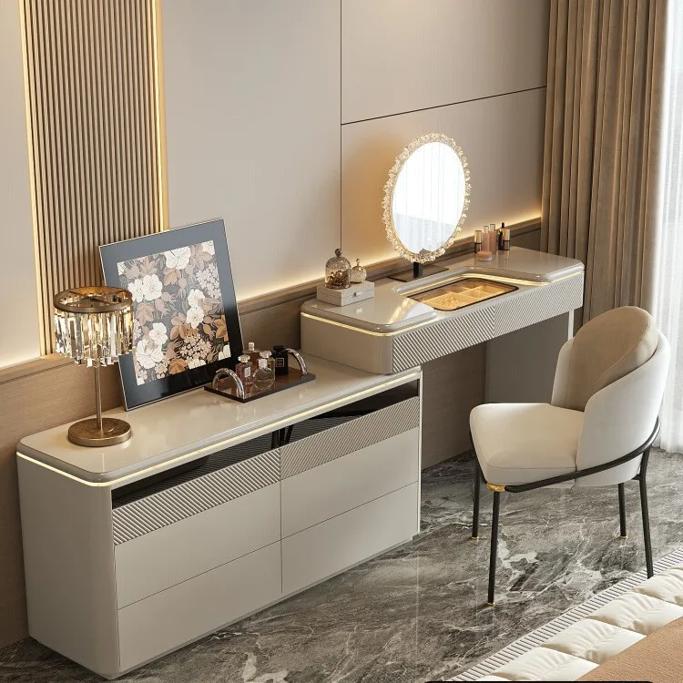 

Modern Makeup Table Dressers for Flip Storage Bedroom Glass Top Dressing Table with 6 Drawers Coiffeuse Chambre Furniture Home